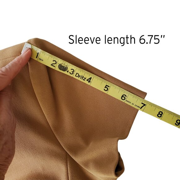 Calvin Klein NWT Career Dress Tulip Hem Tie Front Short Sleeve Deep Tan Size 4 - Picture 14 of 16